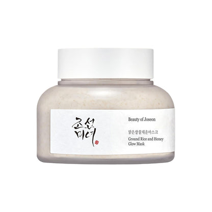 Beauty of Joseon Ground Rice and Honey Glow Mask jar with product label and natural ingredients visible.
