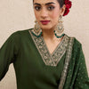 Dhiyona IE Women Ethnic Motifs Embroidered Regular Kurta with Trousers & With Dupatta