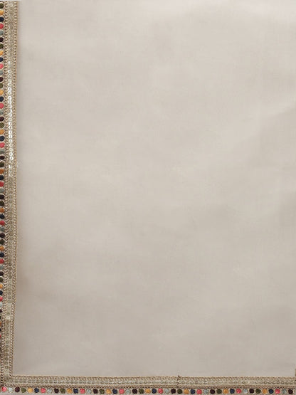Indyancart IE Women Grey Gotta Patti Kurta with Trousers & With Dupatta
