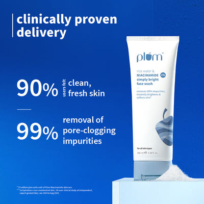 Plum 2% Niacinamide Face Wash With Rice Water For Oily Skin, Brightens & Hydrates
