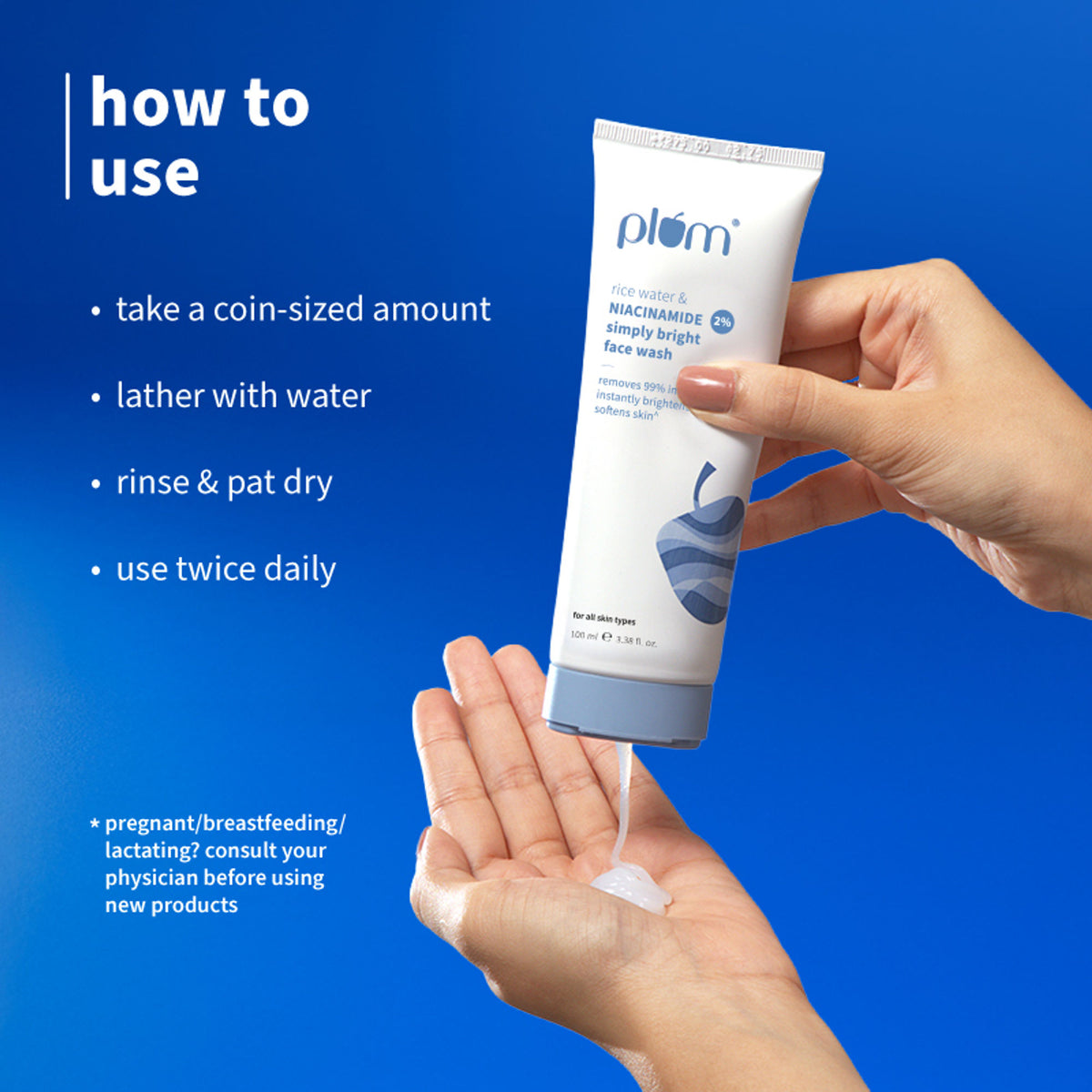 Plum 2% Niacinamide Face Wash With Rice Water For Oily Skin, Brightens & Hydrates