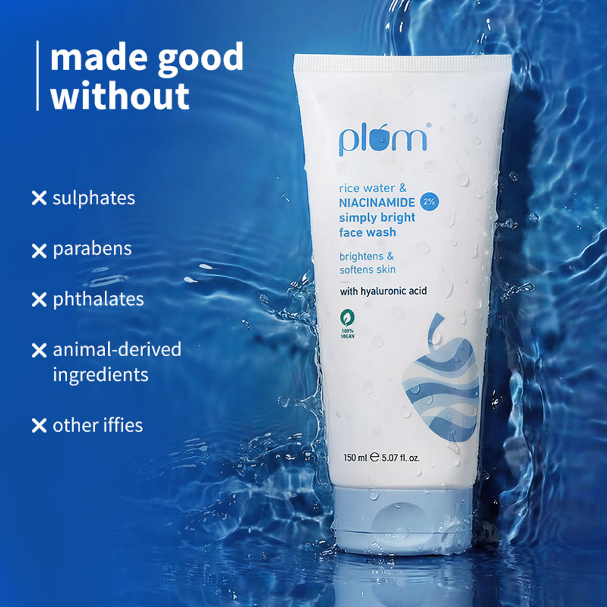 Plum 2% Niacinamide Face Wash With Rice Water For Oily Skin, Brightens & Hydrates