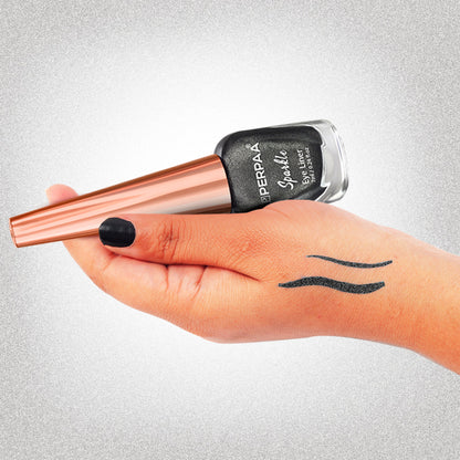 PERPAA Glitter Liquid Eye Liner - Metallic Black
