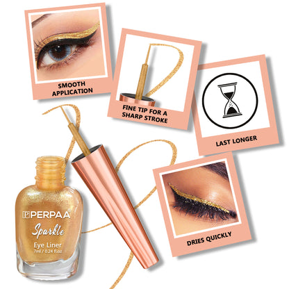 PERPAA Glitter Liquid Eye Liner - Golden