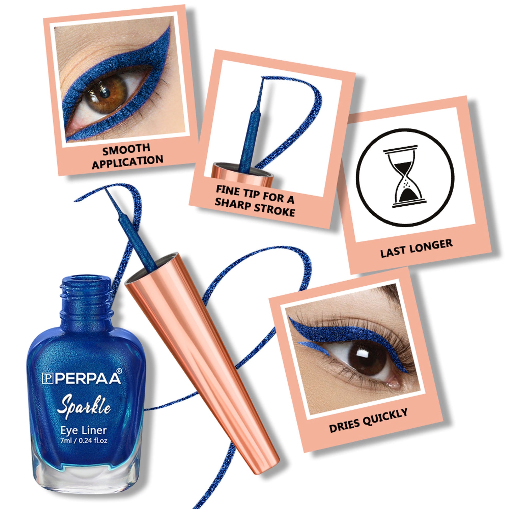 PERPAA Glitter Liquid Eye Liner - Royal Blue