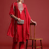 Dhiyona IE Ethnic Motifs Yoke Design Zari Panelled Liva Kurta With Trousers & Dupatta