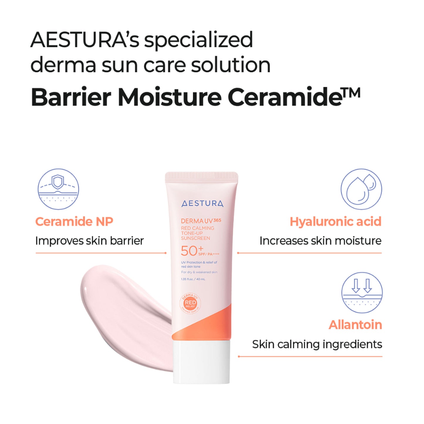 Aestura Derma UV365 Red Calming Tone - Up Sunscreen 50+ SPF/PA++++