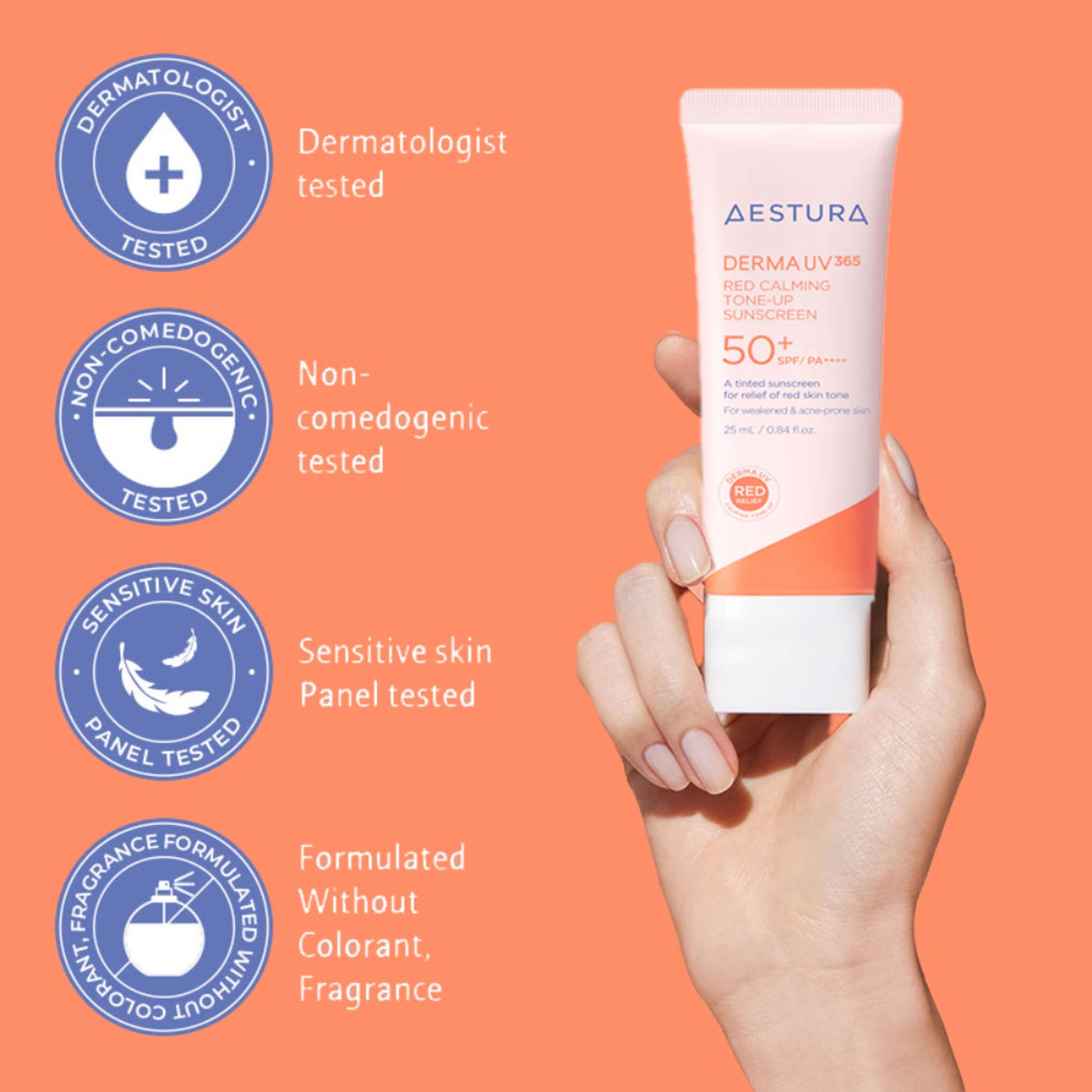 Aestura Derma UV365 Red Calming Tone - Up Sunscreen 50+ SPF/PA++++