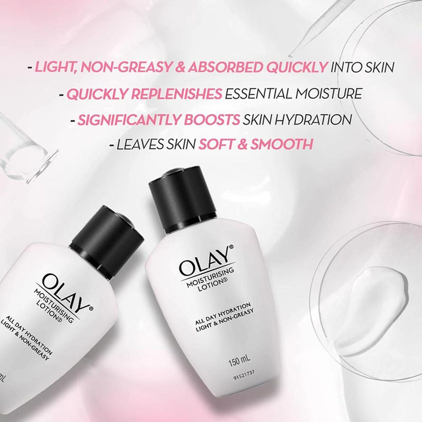 Olay Moisturising Lotion, Light Weight & Non Greasy With Coconut & Castor Seed Oil