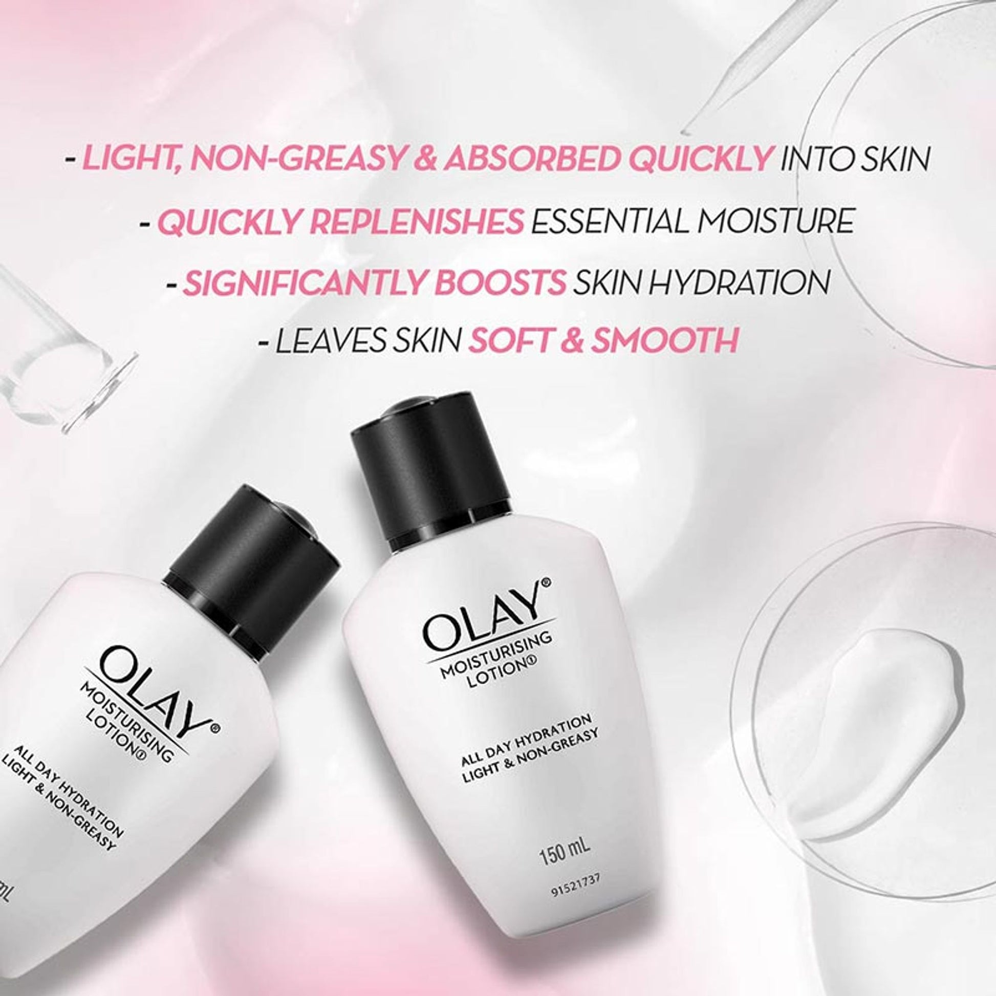 Olay Moisturising Lotion, Light Weight & Non Greasy With Coconut & Castor Seed Oil