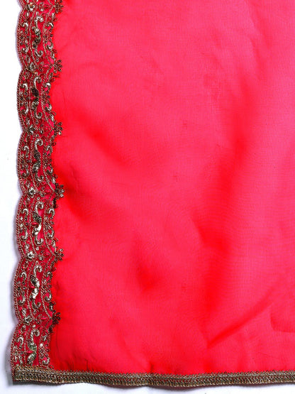 Indyancart IE Plus Size Ethnic Motifs Embroidered Sequinned Liva Kurta With Trousers & Dupatta