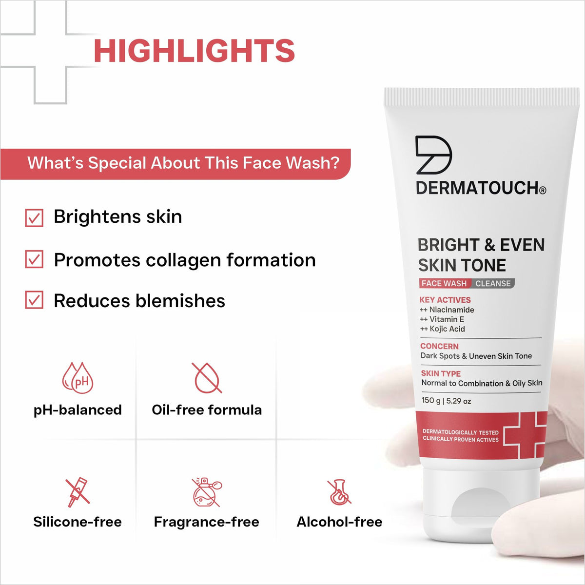Dermatouch Bright & Even Tone Face Wash - Pack Of 2