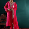 Dhiyona VA Women's Floral Embroidered Regular Kurta with Trousers & With Dupatta