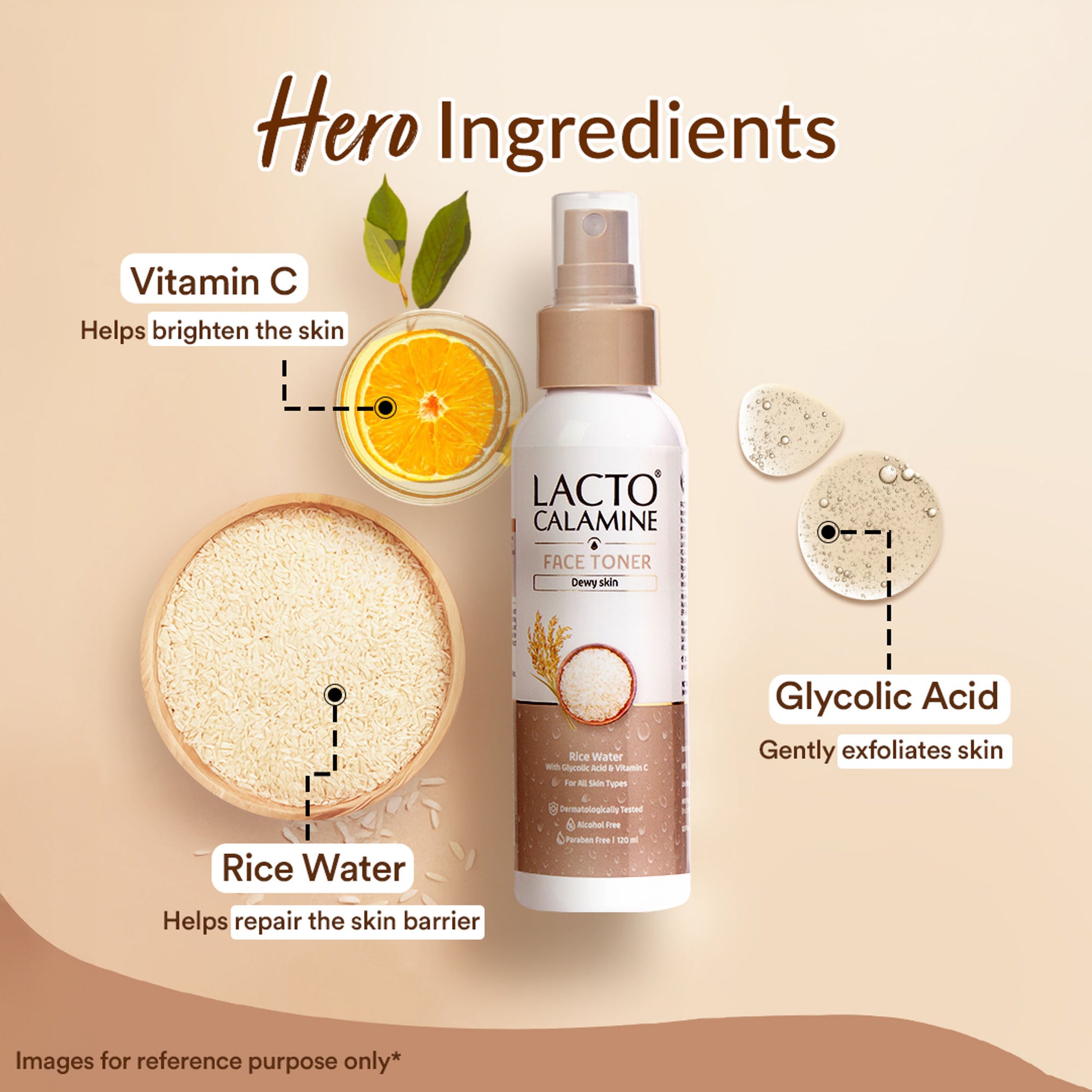 Lacto Calamine Rice Toner-Korean Glass Skin+ Smoothening Glow- Vitamin C, Glycolic Acid, Niacinamide