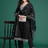 Indyancart IE Floral Embroidered Sequinned Pure Cotton Kurta with Trousers & With Dupatta