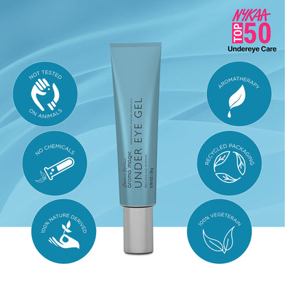 Aroma Magic Under Eye Gel brightens and refreshes the delicate skin around the eyes with a soothing gel texture.