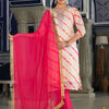 Indyancart VA Women's Bandhani Dyed Regular Gotta Patti Kurta with Trousers & With Dupatta