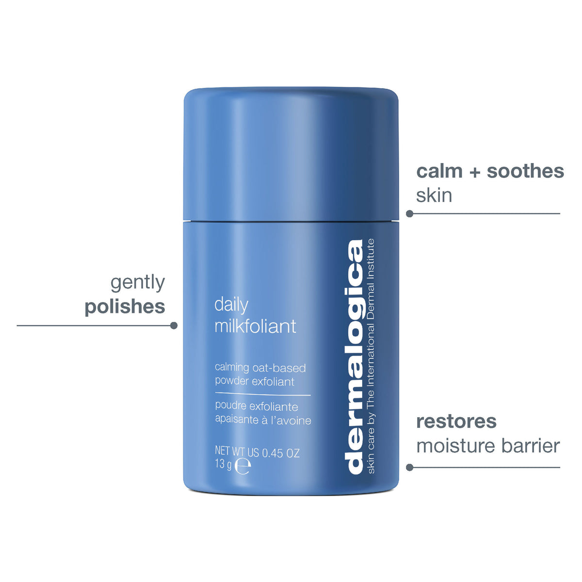 Dermalogica Daily Milkfoliant vegan oat-based powder exfoliant in a jar, gentle and suitable for daily skincare routines