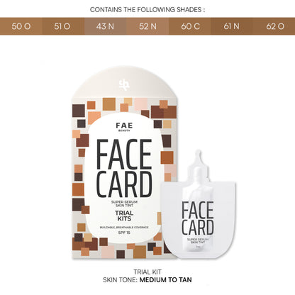 Face Card 4 in 1 Super Serum Skin Tint Trial Kit, Hydrates & Protects with SPF - Medium To Tan