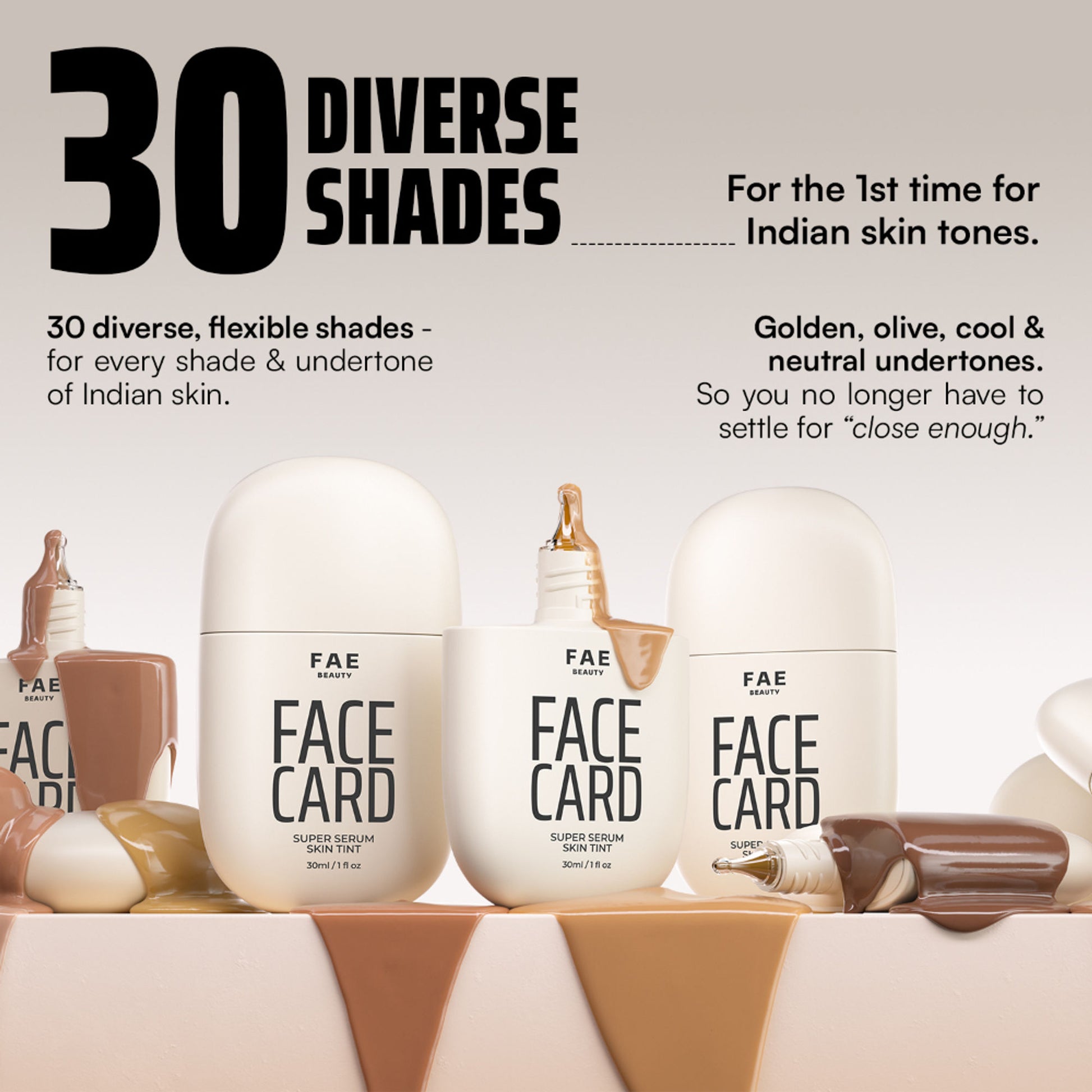 Face Card 4 in 1 Super Serum Skin Tint Trial Kit, Hydrates & Protects with SPF - Tan To Deep
