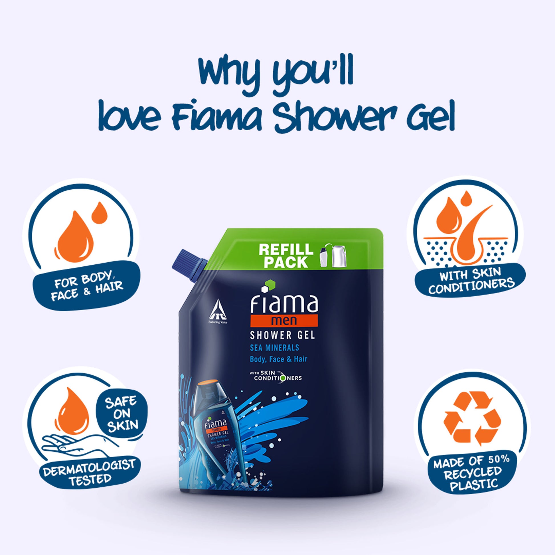 Fiama Men Shower Gel Refreshing Pulse with Skin Conditioners for Refreshed Skin