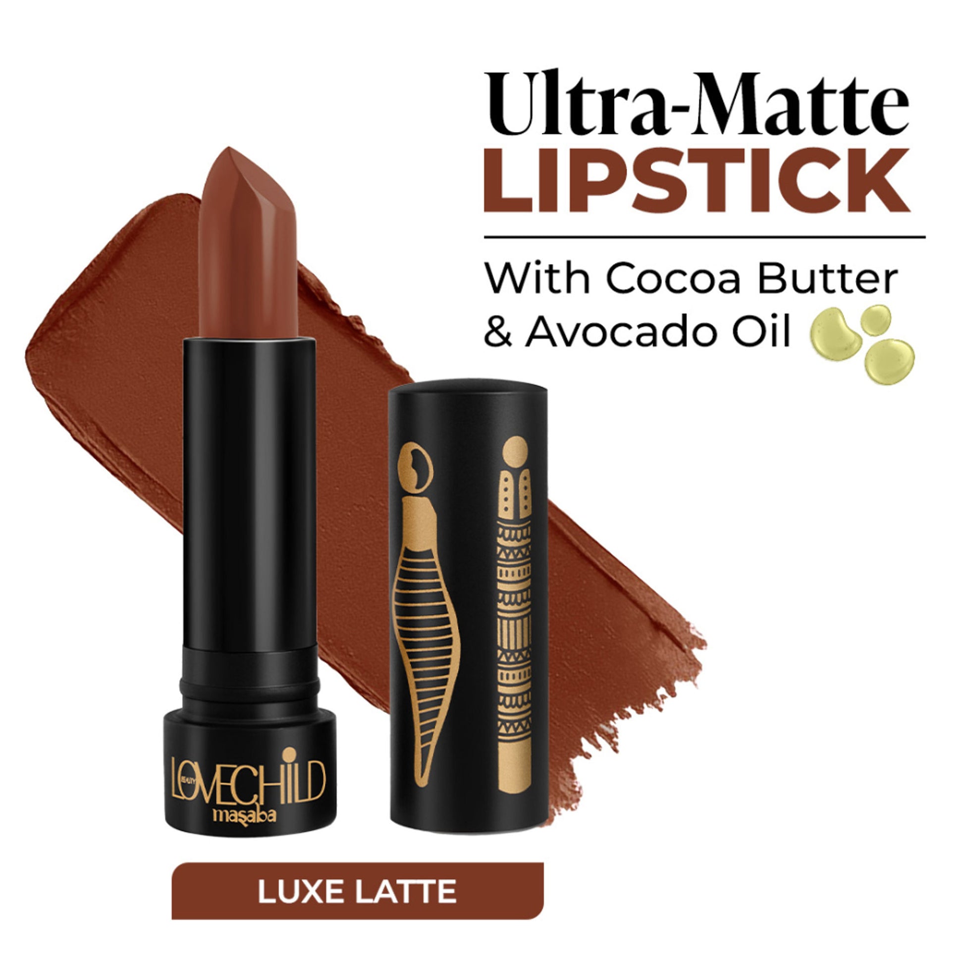 LoveChild Masaba Bare Browns Ultra Matte Transfer-proof Lipstick, Enriched with Avocado Oil & Vitamin E - Luxe Latte