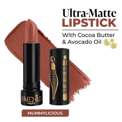 LoveChild Masaba LoveChild Masaba Ultra Matte Transfer-proof Lipstick in Mummylicious shade, featuring avocado oil and vitamin E.