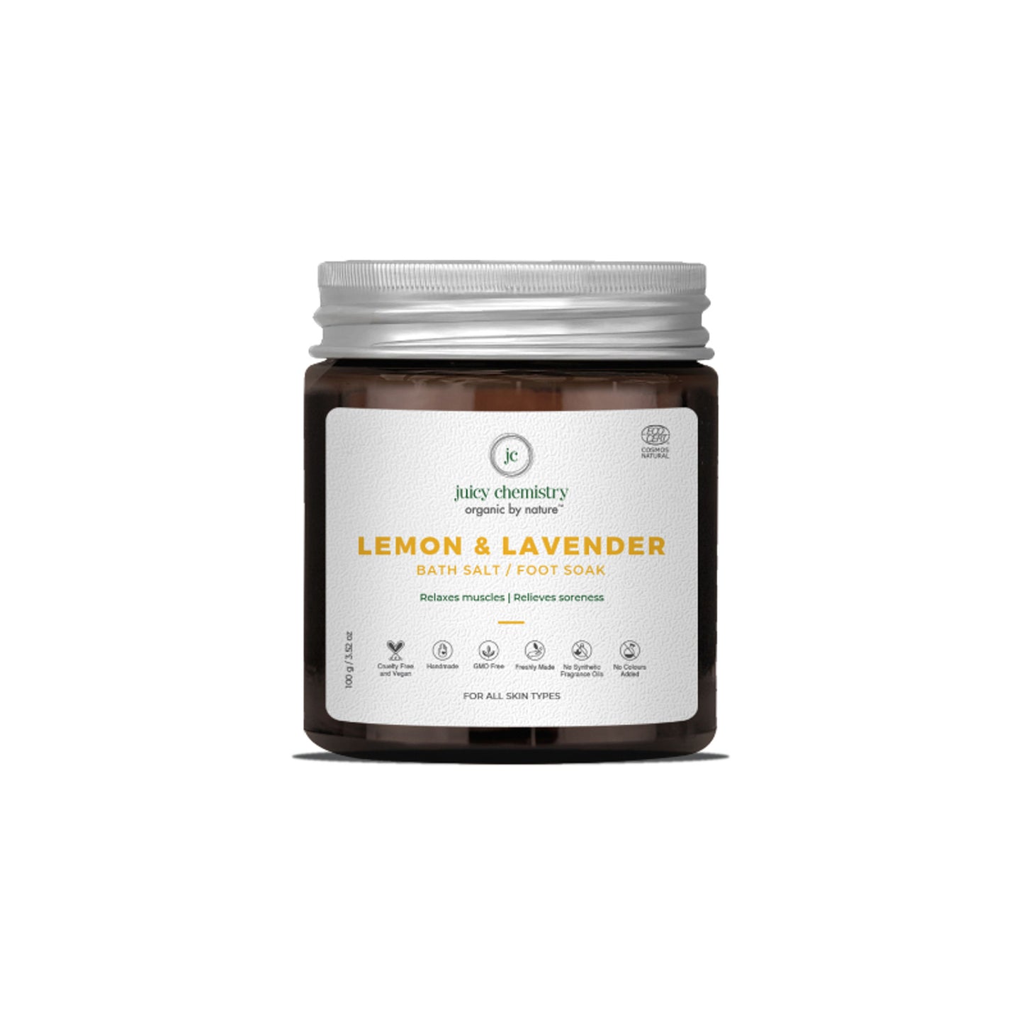 Juicy Chemistry Organic Bath Salt/Foot Soak Fortified with Lemon + Lavender
