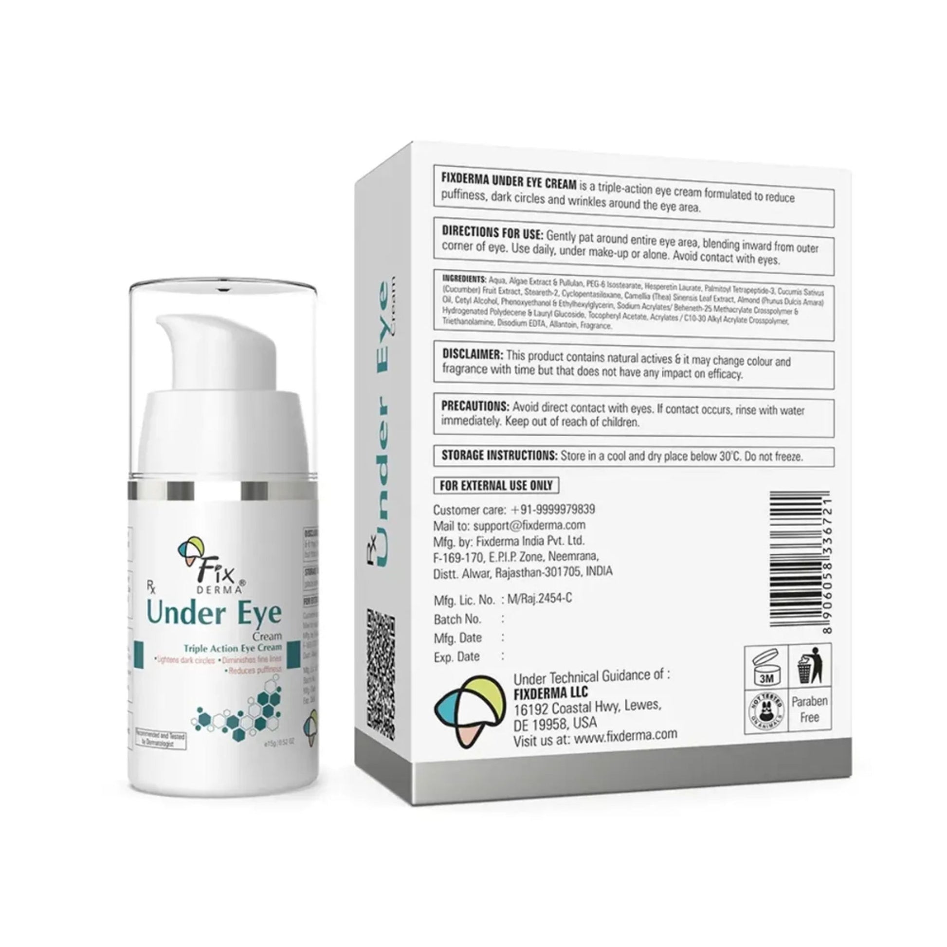Fixderma Under Eye Cream For Dark Circles Controls Puffiness