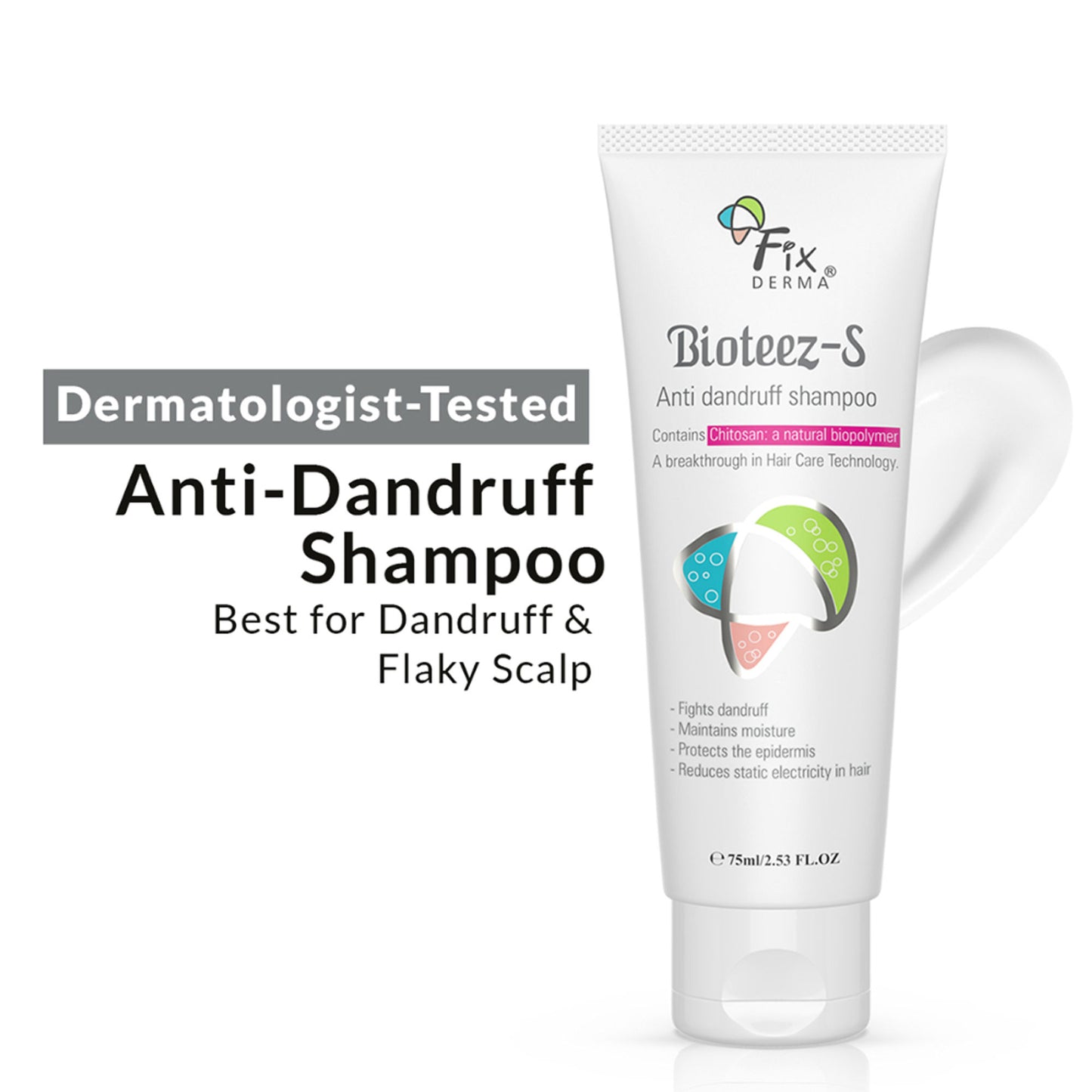 Fixderma BioteezS Anti Dandruff Shampoo, Flaky Scalp, Dry Scalp, Sulphate & Paraben Free