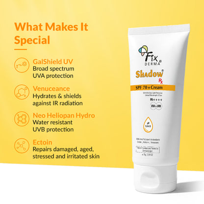 Fixderma Shadow Rx Sunscreen SPF 70+ Cream For Dry Skin Acne Prone