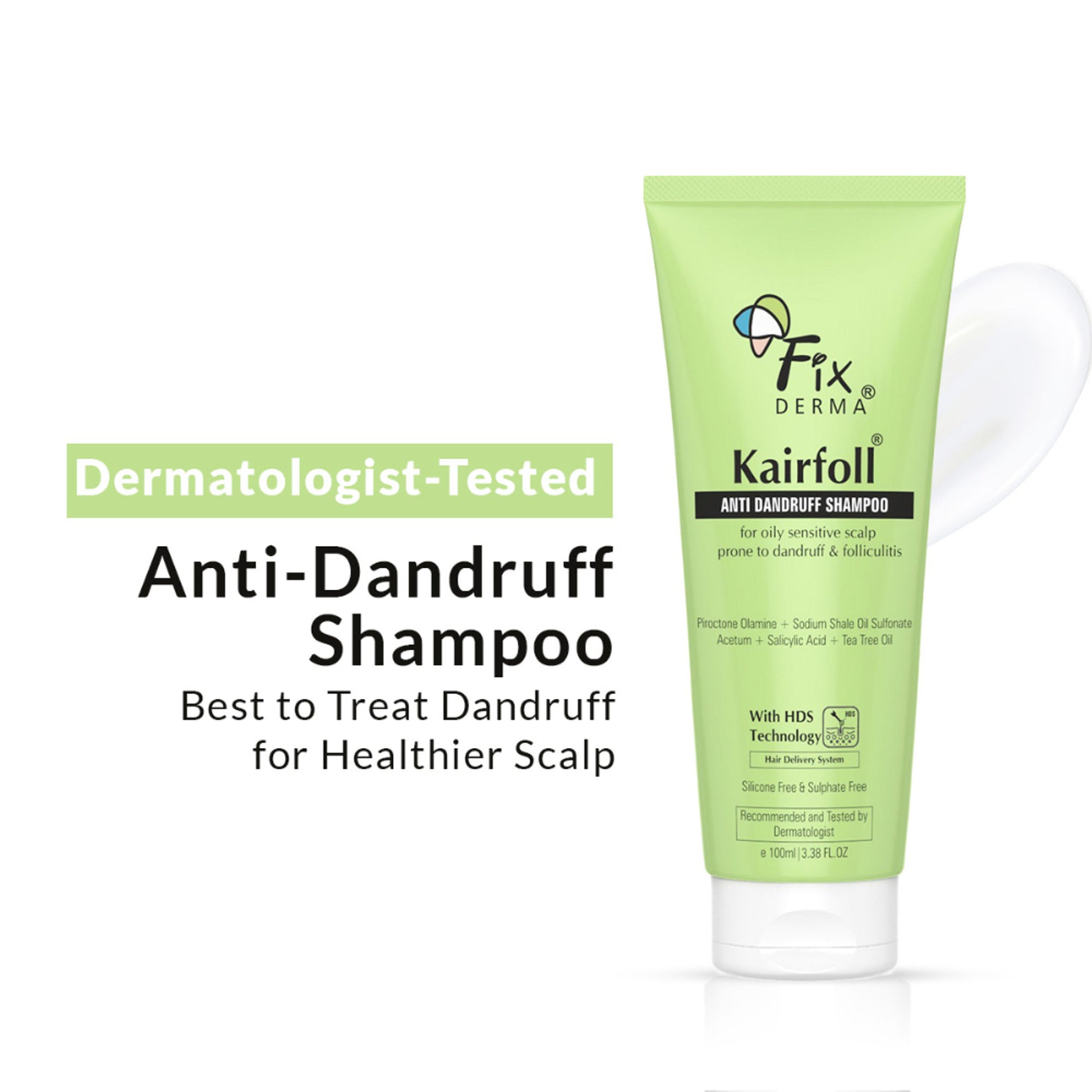 Fixderma Kairfoll Anti Dandruff Shampoo for Oily & Sensitive Prone Scalp, Sulphate Free