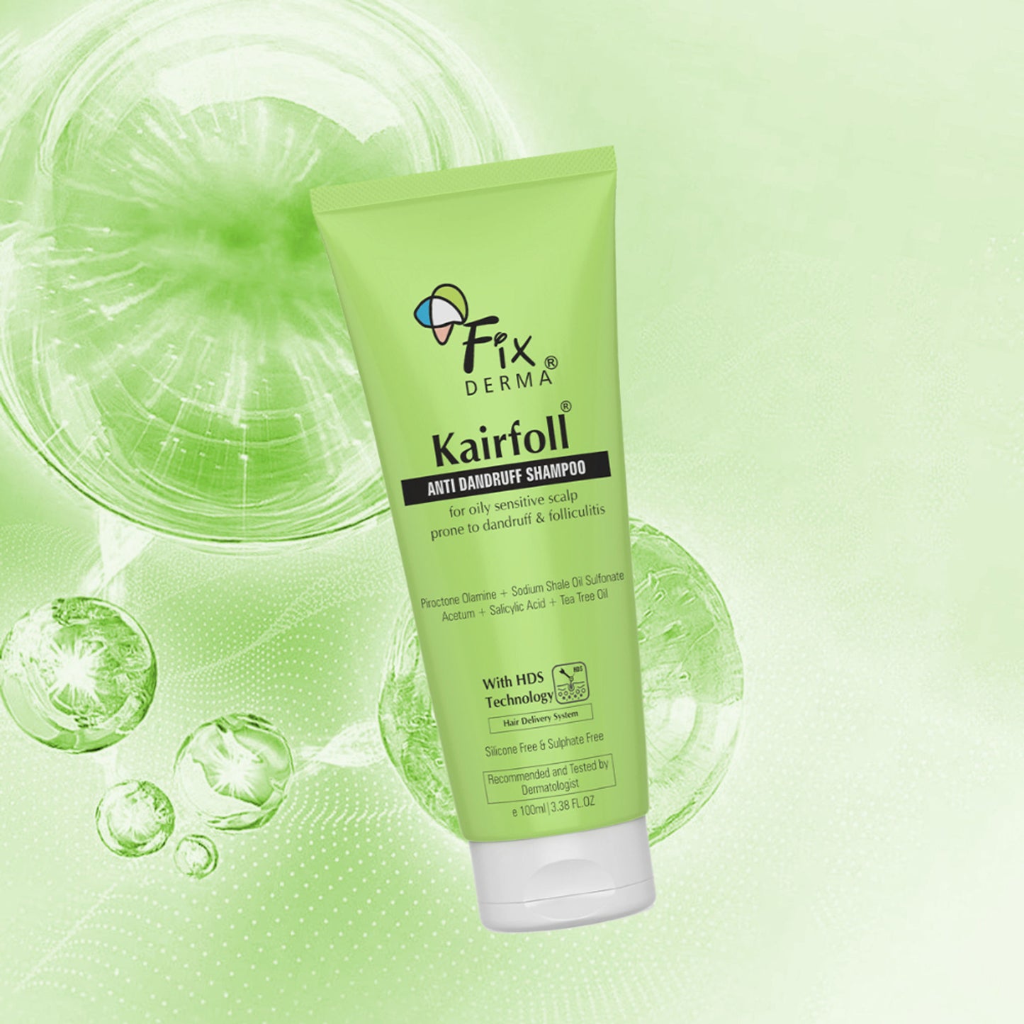 Fixderma Kairfoll Anti Dandruff Shampoo for Oily & Sensitive Prone Scalp, Sulphate Free