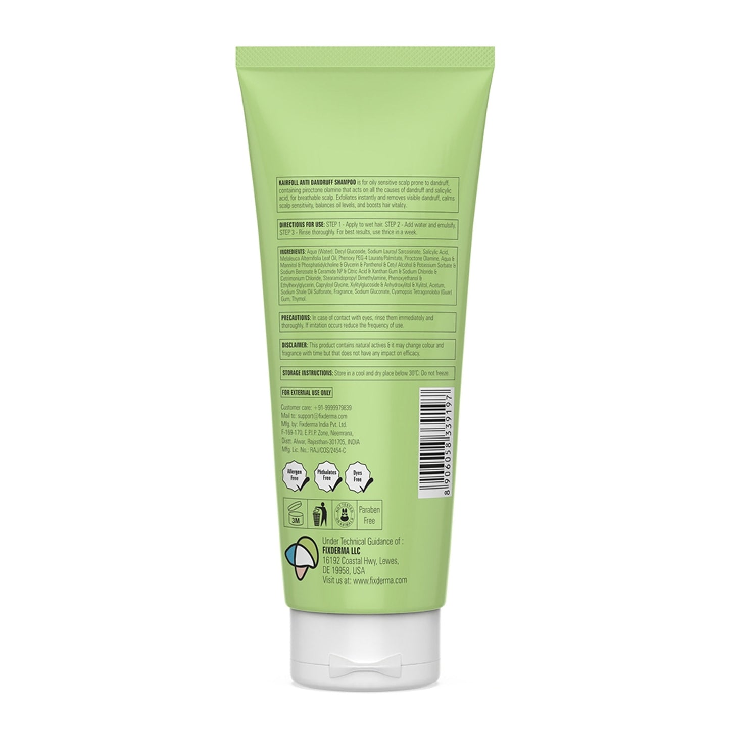 Fixderma Kairfoll Anti Dandruff Shampoo for Oily & Sensitive Prone Scalp, Sulphate Free