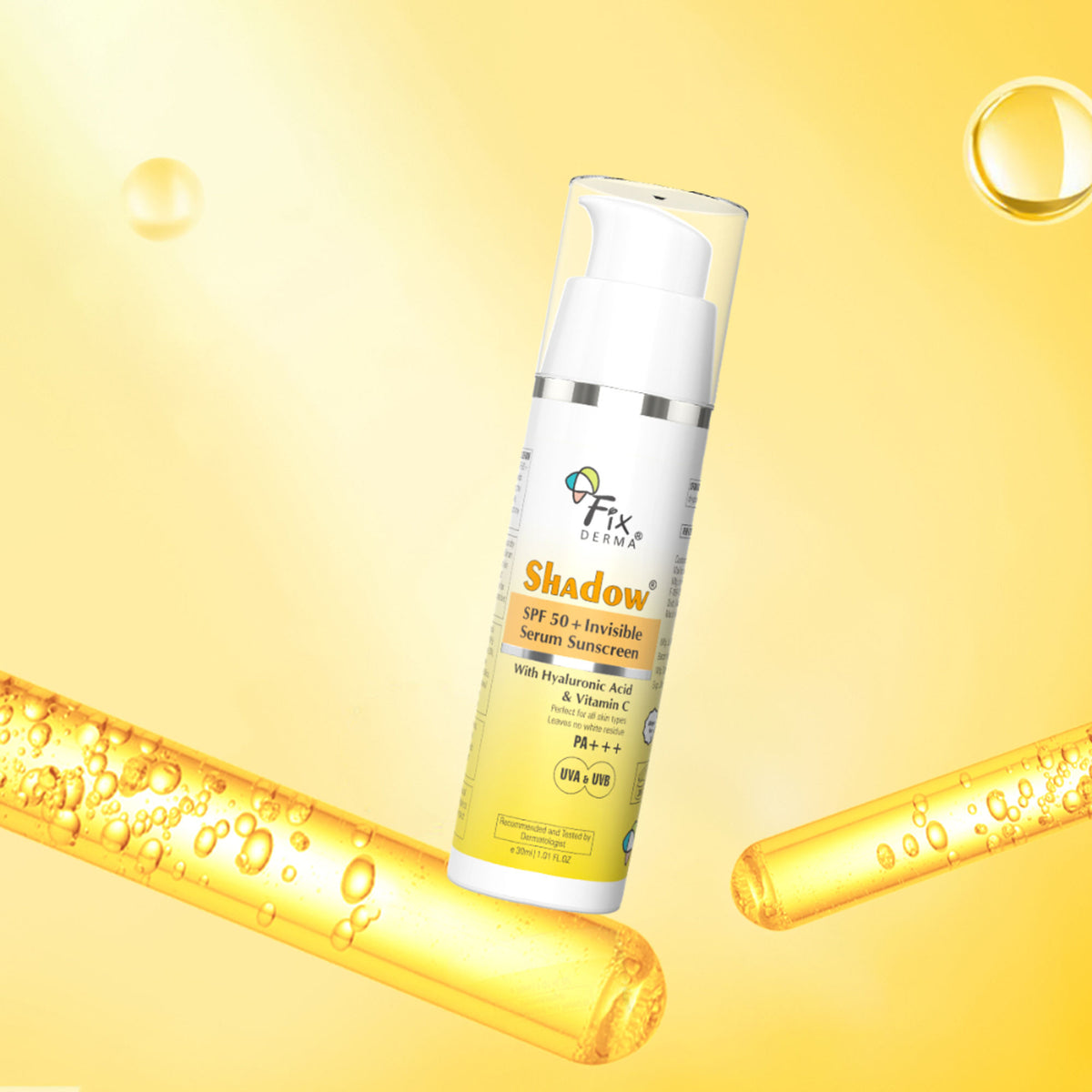 FIXDERMA Shadow Invisible Serum Sunscreen SPF 50+ PA+++ |No White Cast| For All Skin Types