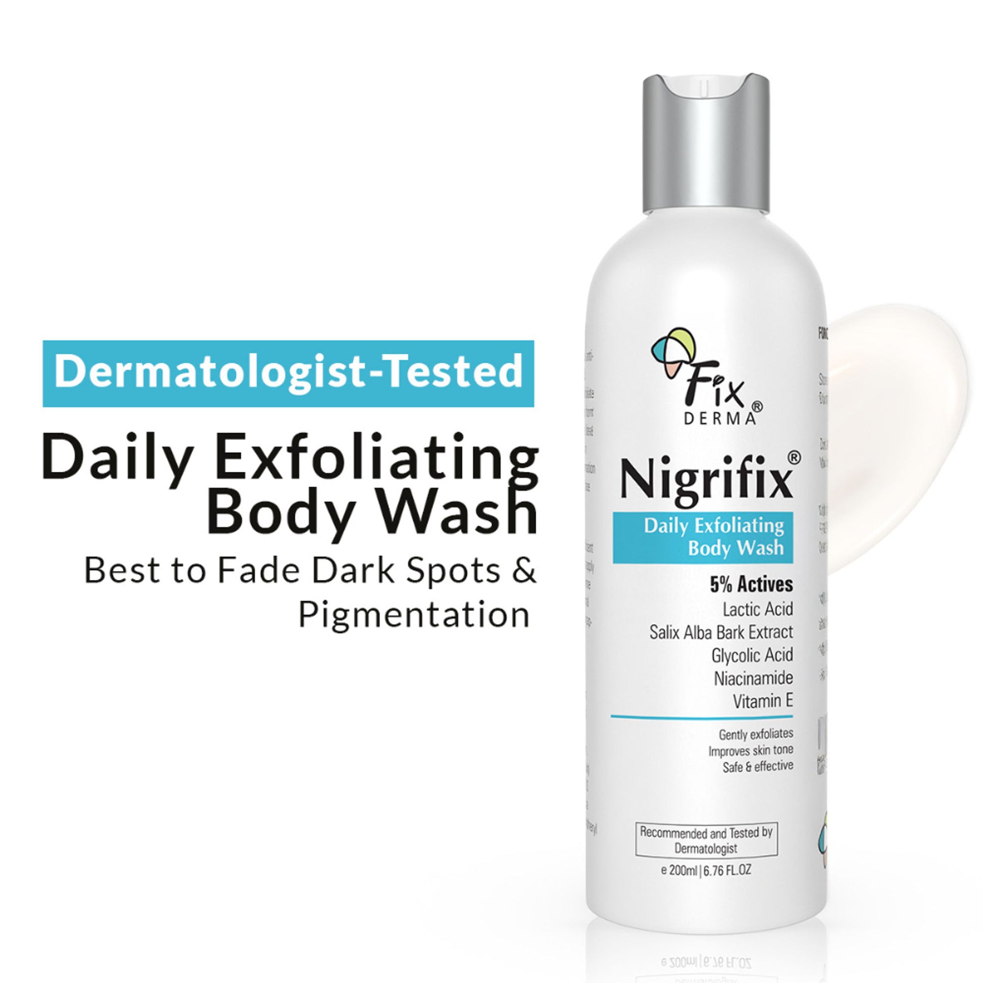 Fixderma Nigrifix Exfoliating Body Wash with 5% Actives,Glycolic acid, Lactic Acid Shower Gel