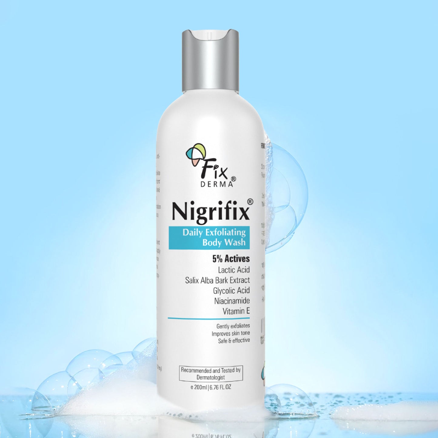 Fixderma Nigrifix Exfoliating Body Wash with 5% Actives,Glycolic acid, Lactic Acid Shower Gel