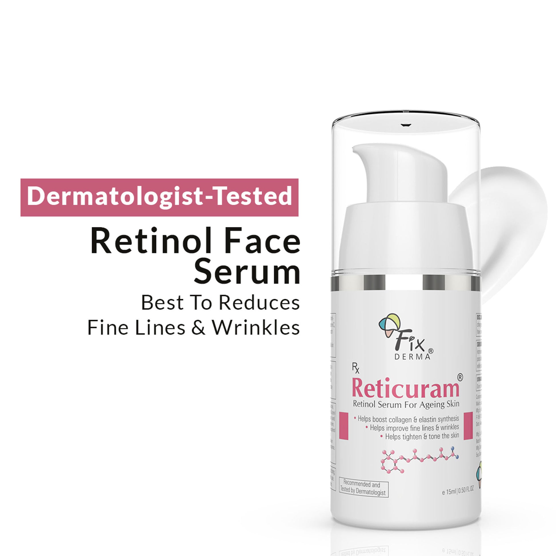 Fixderma 0.05% Pure Retinol Reticuram Face Serum For Anti Aging, Night Face Serum Vitamin C