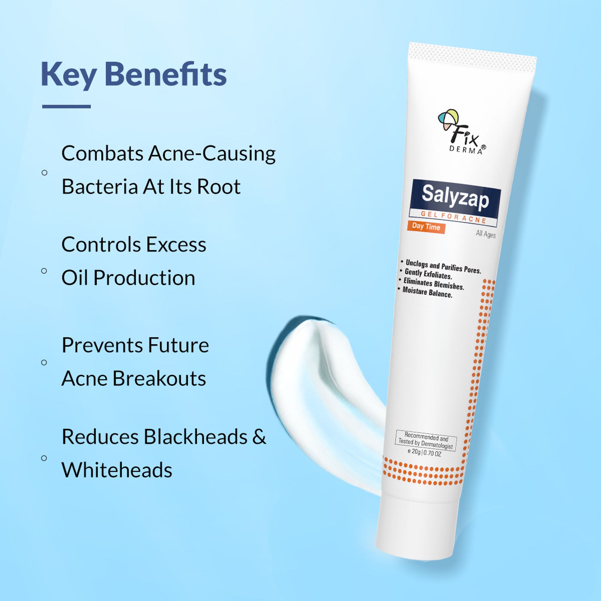 Fixderma Salicylic Acid Salyzap Day Time Gel For Acne Scars, Pimples & Redness