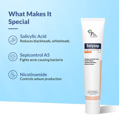 Fixderma Salicylic Acid Salyzap Day Time Gel For Acne Scars, Pimples & Redness