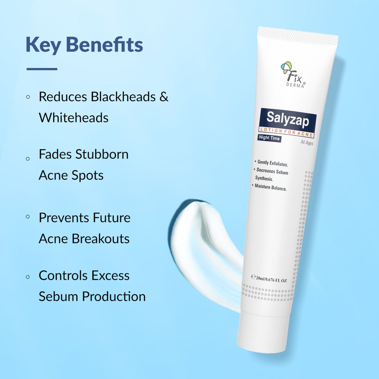 Fixderma Salicylic Acid Salyzap Night Time Lotion, For Acne Scars, Pimples & Exfoliator