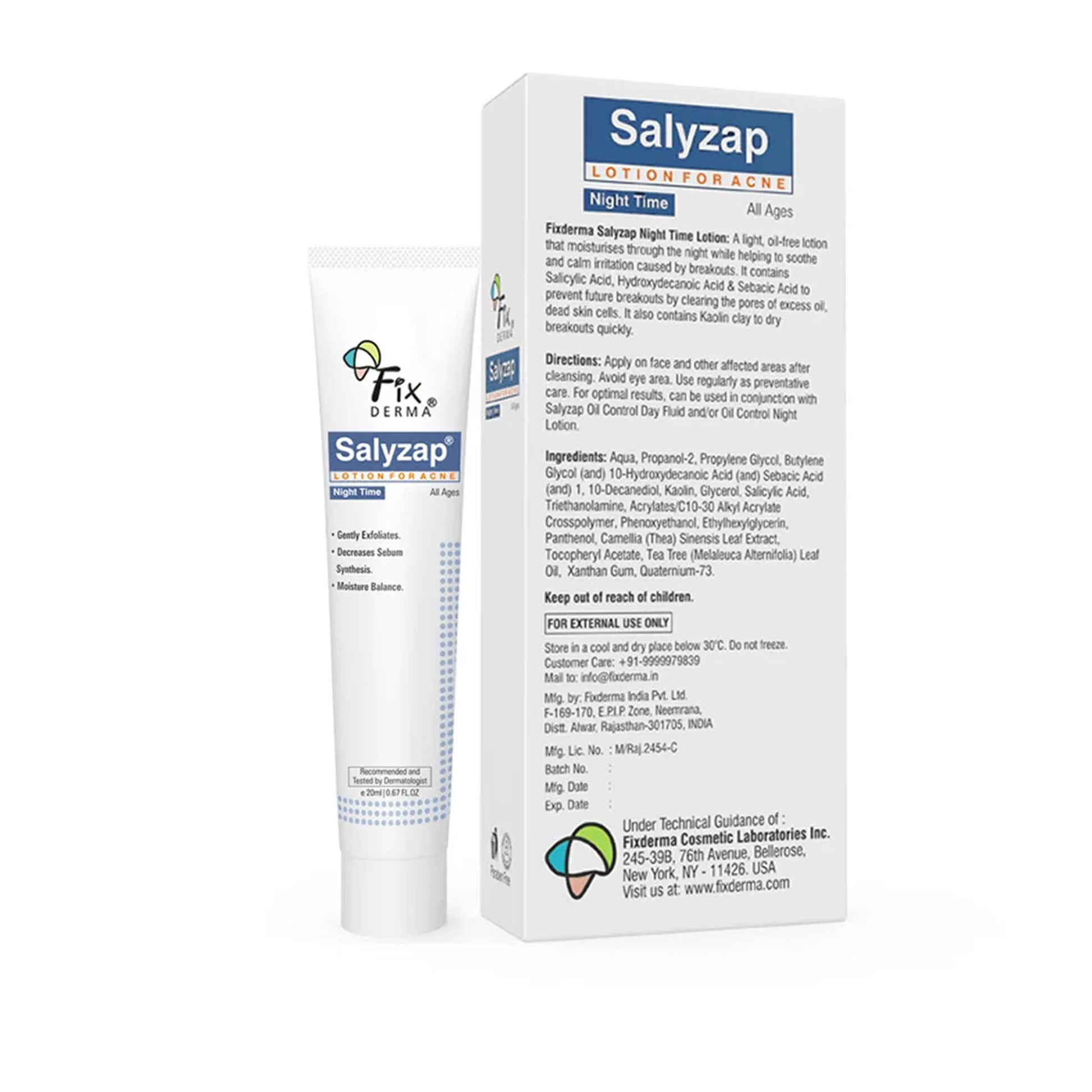 Fixderma Salicylic Acid Salyzap Night Time Lotion, For Acne Scars, Pimples & Exfoliator
