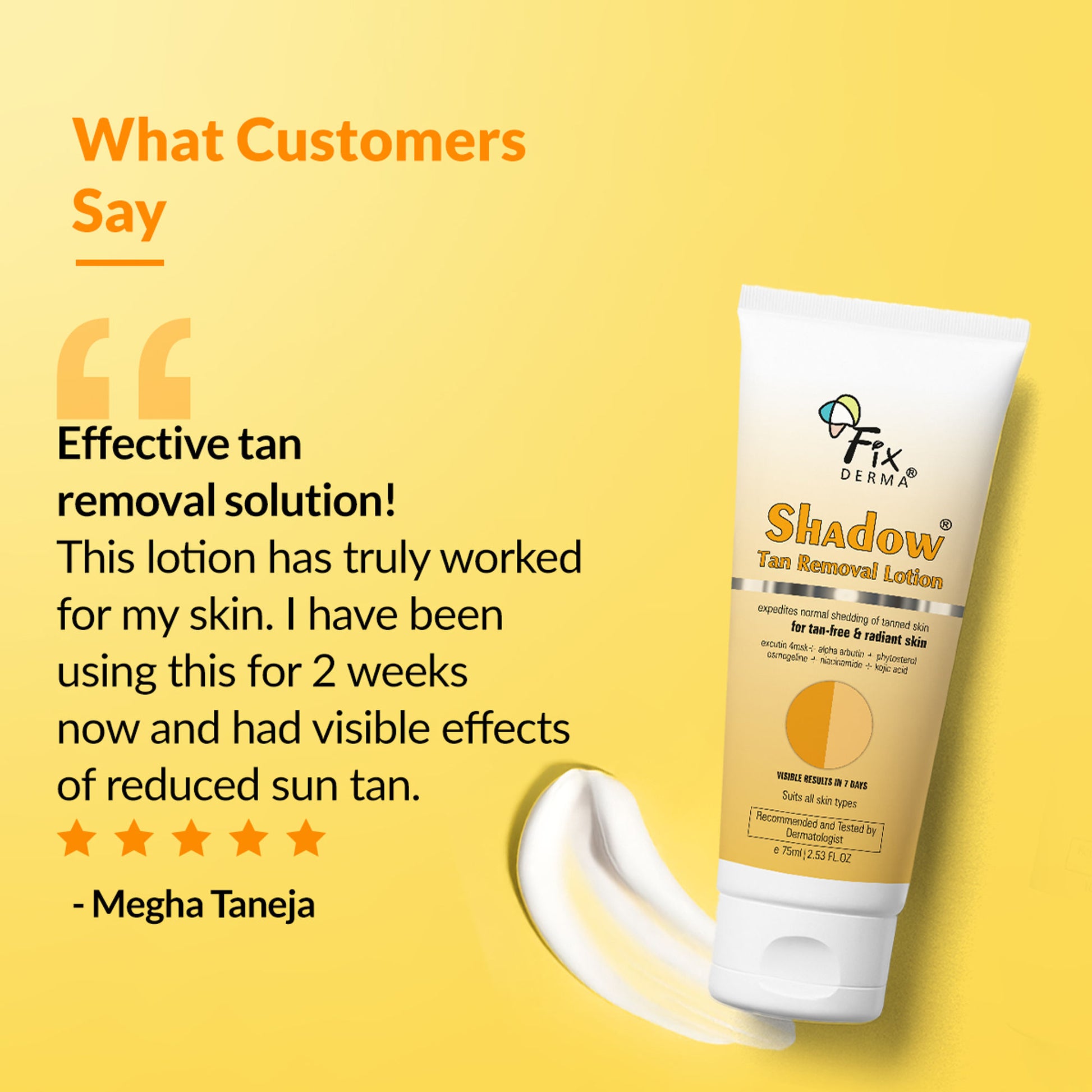 Fixderma Shadow Tan Removal Lotion, Brightening & Revitalizing Face, Gentle Exfoliation