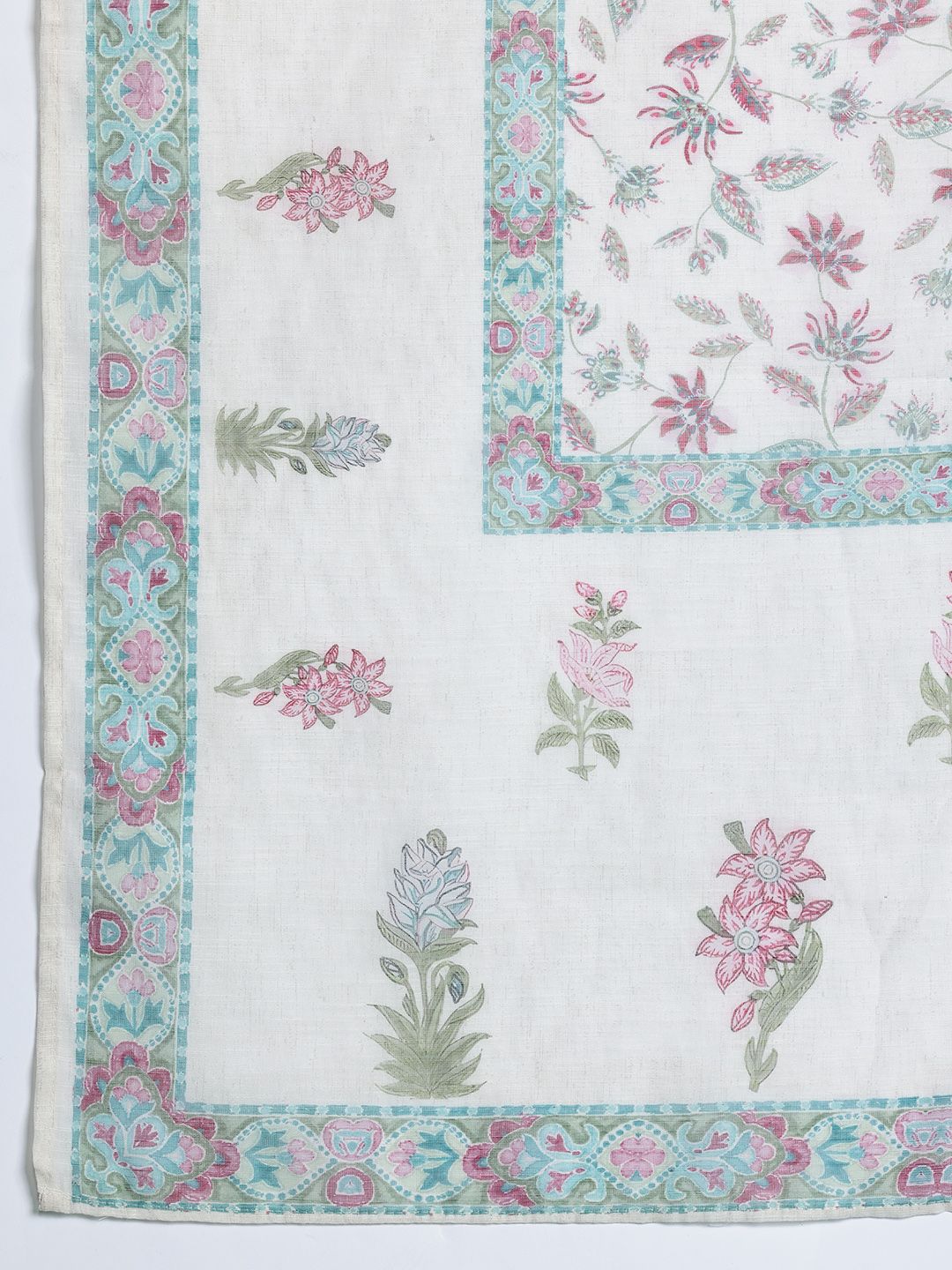 Indyancart IE Floral Printed Panelled Kurta with Trousers & Dupatta