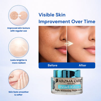 Aroma Care Pearl Glow Triple Whitening & Anti-Ageing Night Cream for All Skin Types