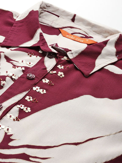 Indyancart IE Women Floral Printed Sequinned Kurta with Trousers