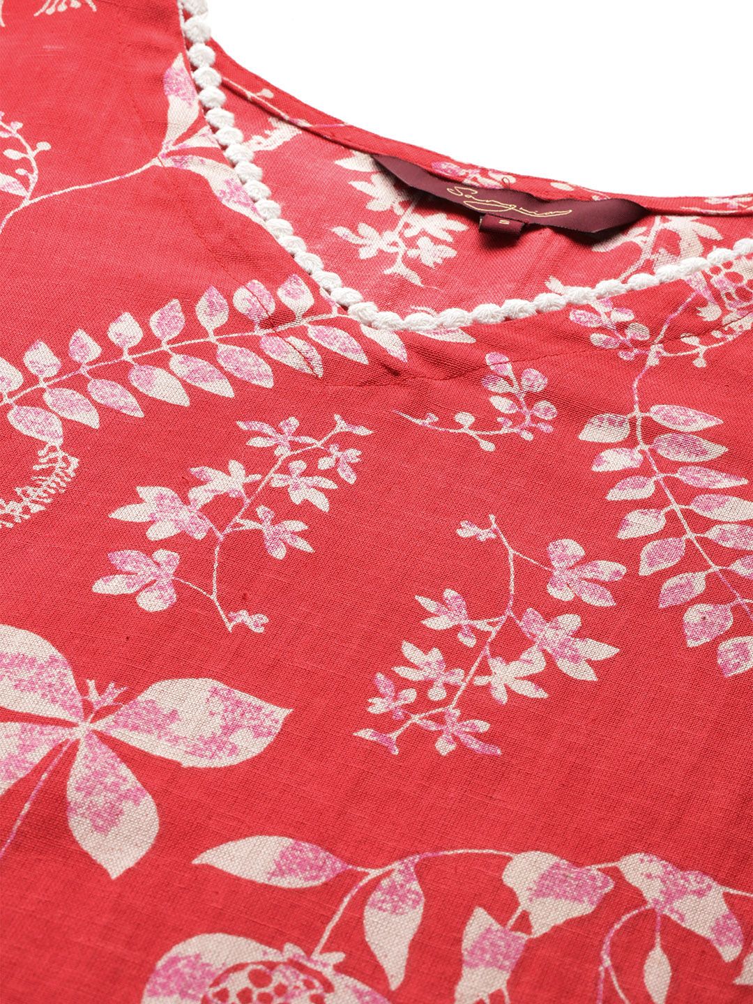 Indyancart SN Women's Printed Pure Cotton Kurta with Trousers