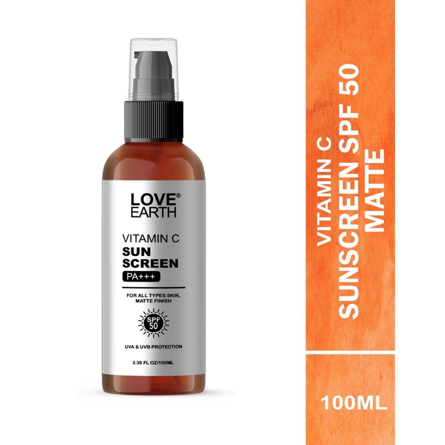Love Earth Vitamin C Sunscreen SPF-50 for UVA UVB Ray Protection with Vitamin CEssential Oils
