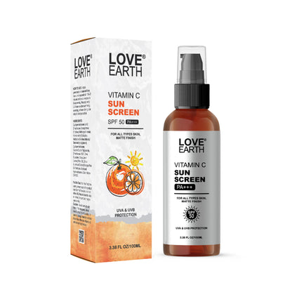 Love Earth Vitamin C Sunscreen SPF-50 for UVA UVB Ray Protection with Vitamin CEssential Oils