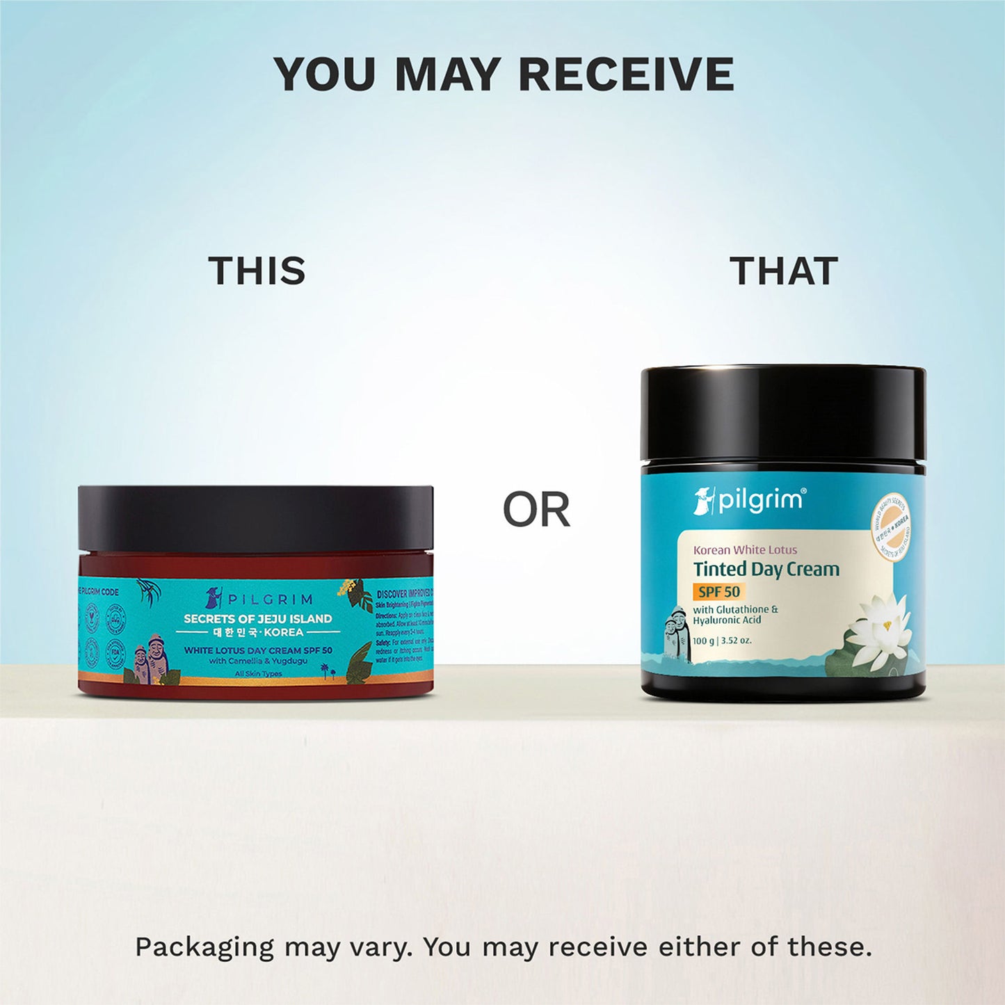 Pilgrim Korean White Lotus Face Cream SPF 50 Glutathione & Hyaluronic Acid for Hydrate Radiant Skin
